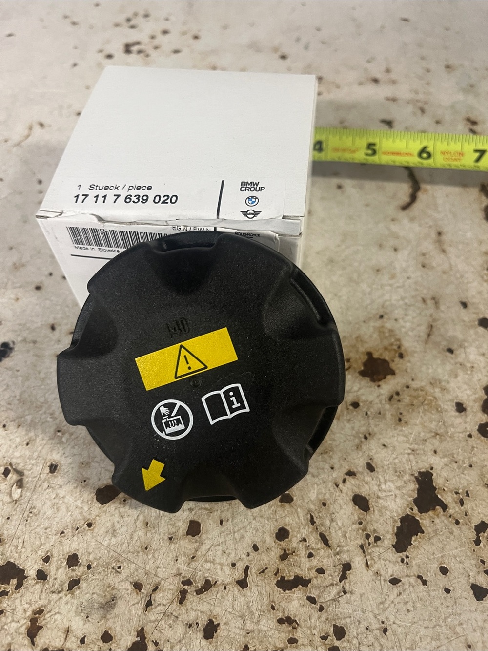 BMW  lot 90.  Black Coolant Reservoir Cap with Yellow from 2020 2 series